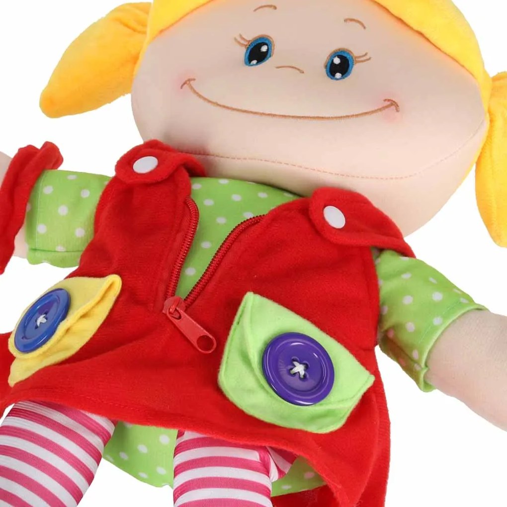 Látková senzorická bábika KIK na učenie obliekania, 46 cm