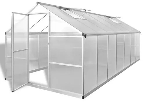 vidaXL Skleník, spevnený hliník 10,53 m²-