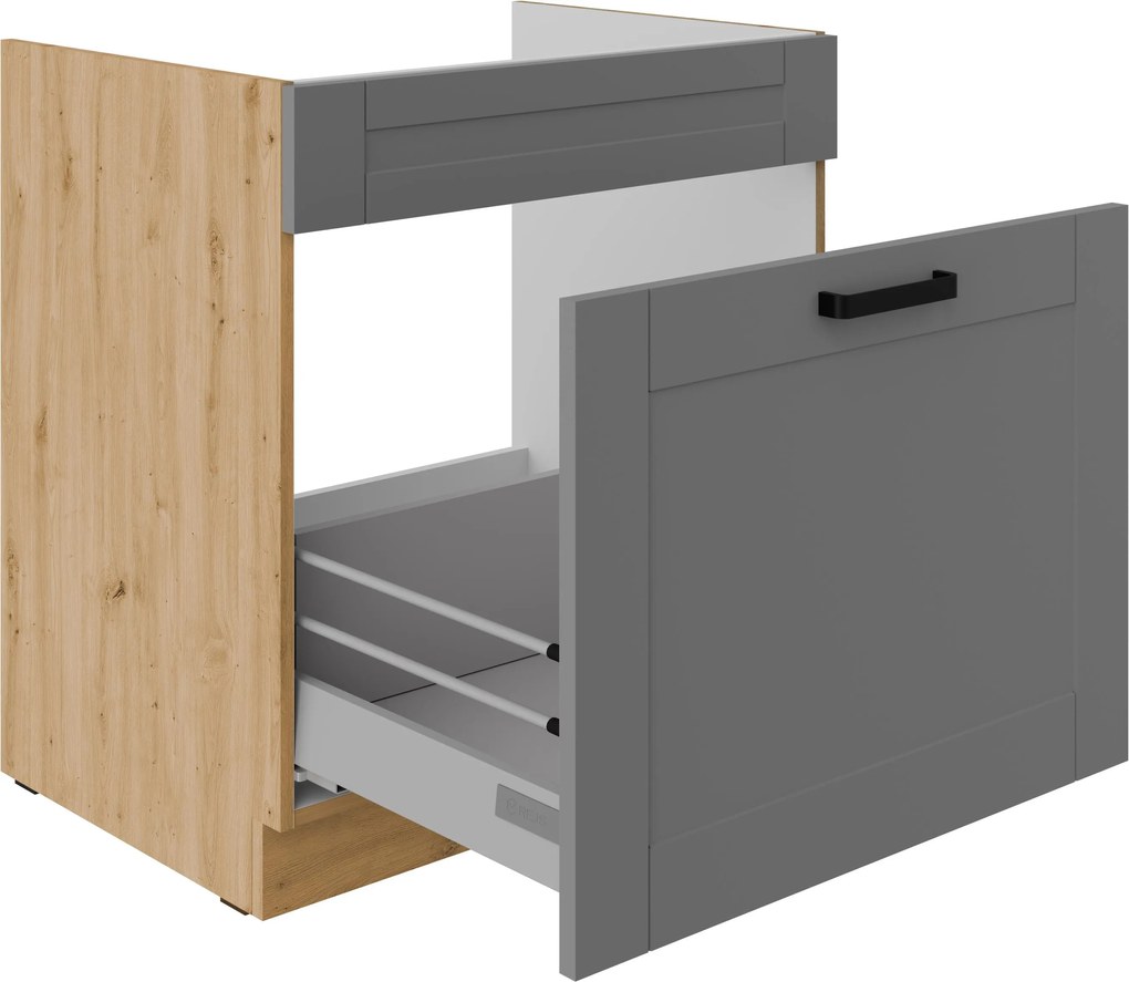 Dolná kuchynská skrinka pod drez Lucid 80 ZL 1S BB (korpus: dub artisan + front: mdf dustgrey). Akcia -18%. Vlastná spoľahlivá doprava až k Vám domov. 1134743