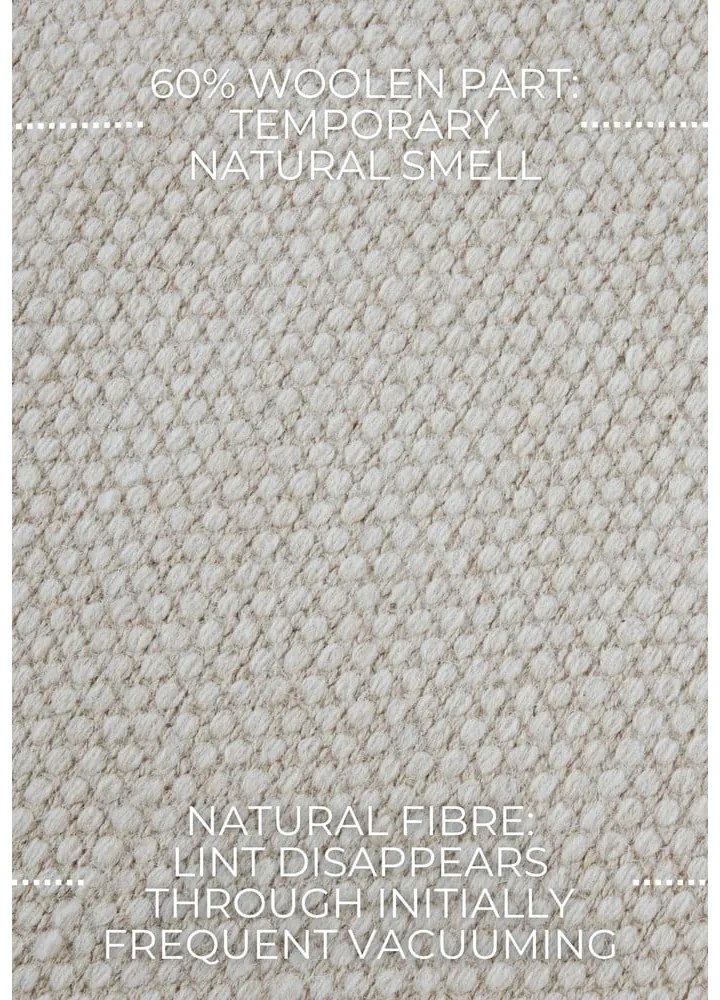 Krémovobiely ručne tkaný koberec s prímesou vlny 80x150 cm Pradesh Natural White – Elle Decoration