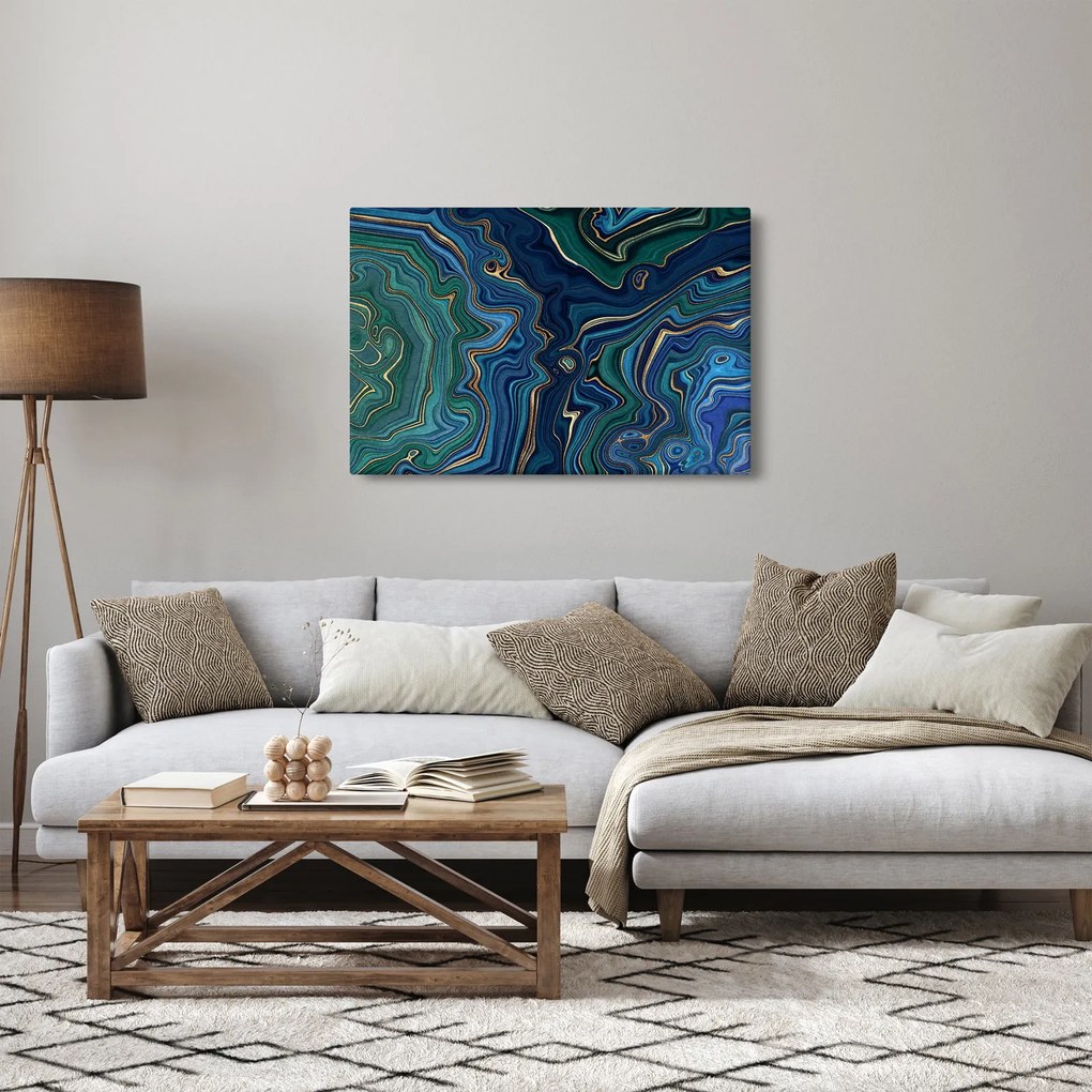 Obraz - Zeleno-modrý mramor (90x60 cm)