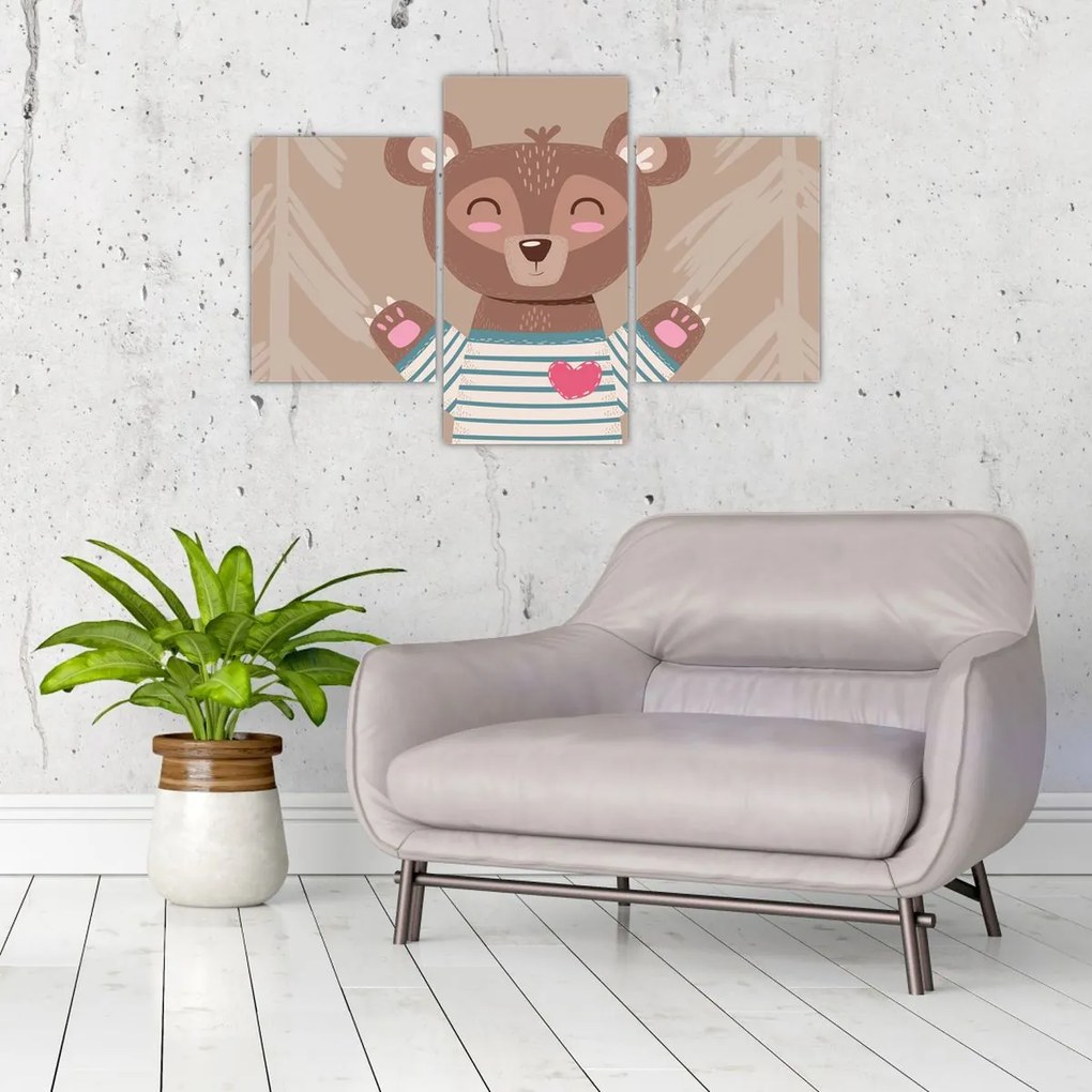 Obraz - Medvedík v pruhovanom tričku (90x60 cm)