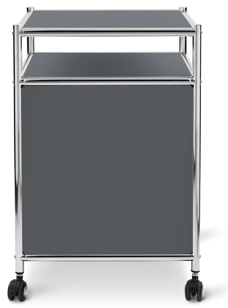 Kovový kontajner na kolieskach »CN3« s výklopnou doskou, sivý