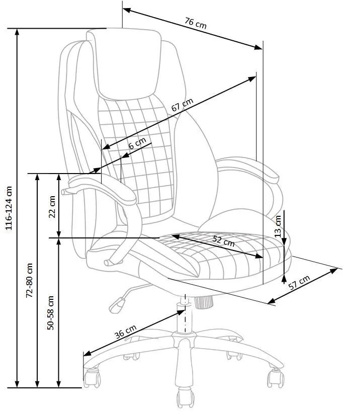 Kancelárske kreslo KING 67 cm šedé