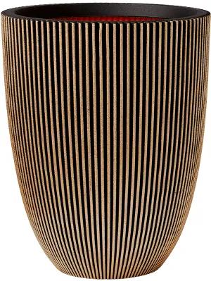 Kvetináč Capi Nature Groove NL Vase Elegant Low Black Gold zlatý 34x46 cm