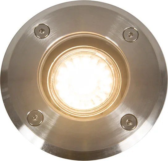 Sada 6 vonkajších zemných bodových svetiel oceľ 11cm IP67 - Basic Round