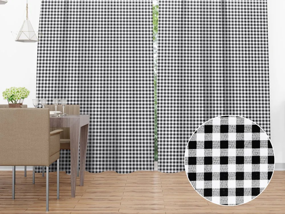 Biante Bavlnený záves Sandra SA-060 Čierno-biele kocky 140x220 cm