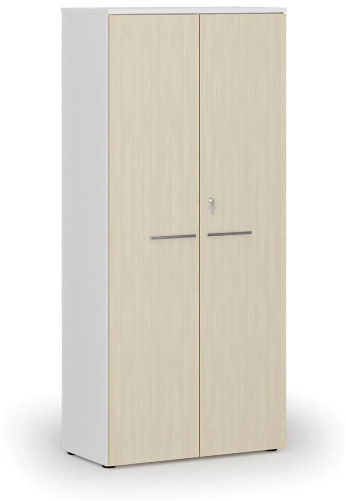 Kancelárska skriňa s dverami PRIMO WHITE, 1781 x 800 x 420 mm, biela/čerešňa