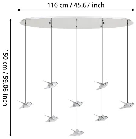 Eglo 390401 - LED Stmievateľný luster na lanku PARATEBUENO 8xLED/4,2W/230V chróm