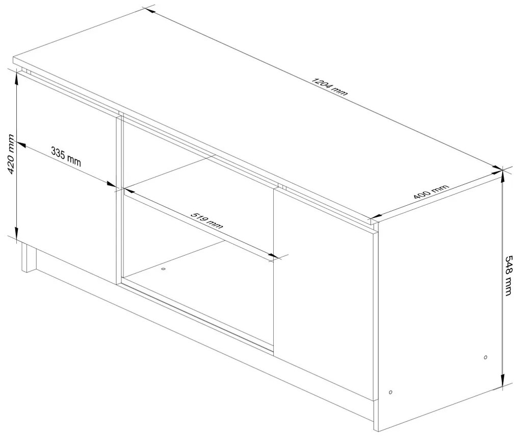 TV stolík Tonon 120 cm biely