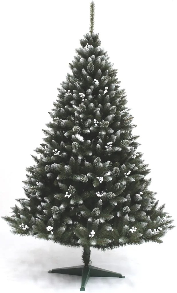 Vianočný stromček Smrek so šiškou a bielou jarabinou 180 cm