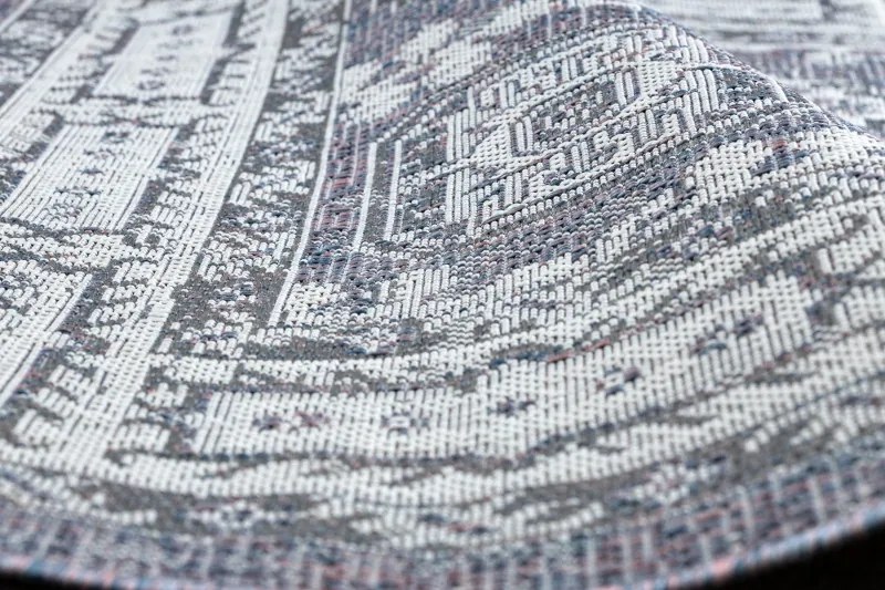 Dywany Łuszczów, Kusový koberec Sion Sisal Ornament 2832 blue/pink/ecru – na von aj na doma, 140x190, šedá, chodba / predsieň