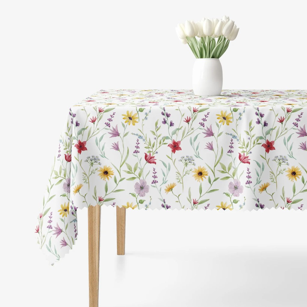 Goldea hranatý teflónový obrus - farebné jarné kvety 80 x 80 cm