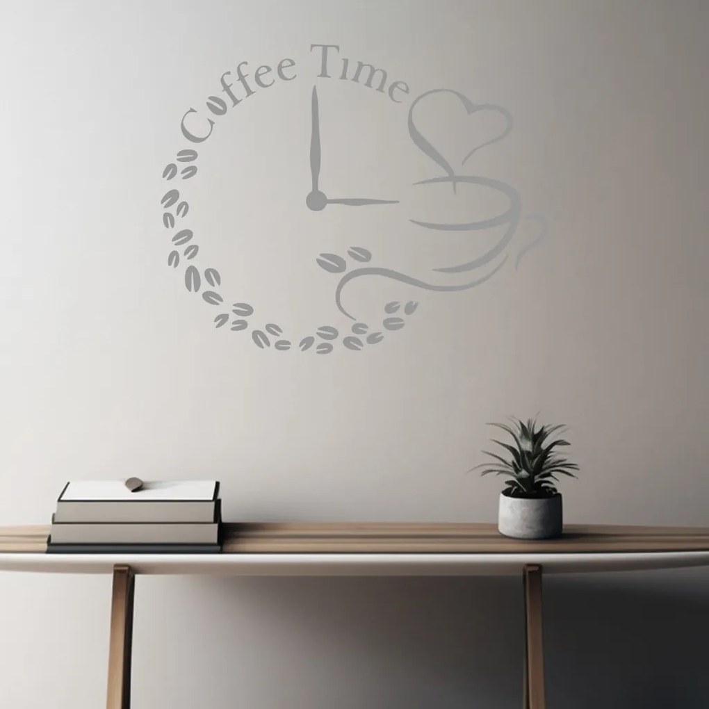 Veselá Stena Samolepka Čas na kávu hodiny Farba: čierna, Veľkosť: 60 x 48 cm
