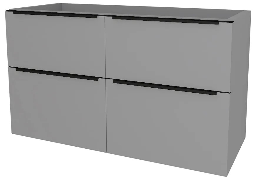 Mereo, Mereo Mailo, kúpeľňová skrinka 121 cm, čierne madlo, Multidecor, Šedá supermat, MER-CN593SBSEDA
