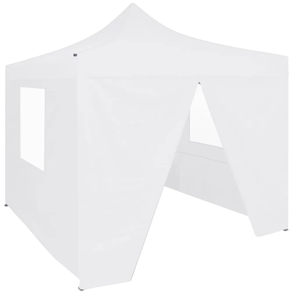 vidaXL Profesionálny skladací párty stan+4 steny 2x2 m, oceľ, biely