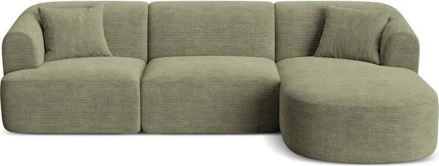 Zelená menčestrová rohová pohovka (pravý roh/s leňoškou) Campi – Cosmopolitan Design