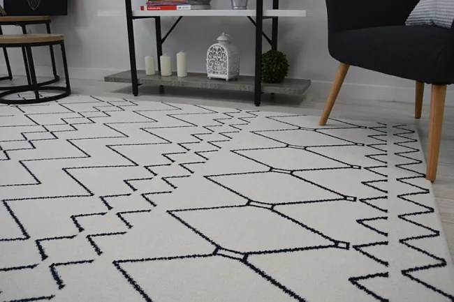 Koberec SENSE Micro 81249 Cik Cak ETNO biely/nebeský