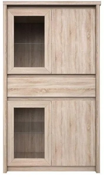 Vitrína Norton 2D2W1S, dub sonoma (s LED)