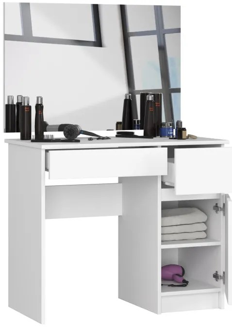 Toaletný stolík so zrkadlom CLP P-2/SL 900x600 pravý, biely