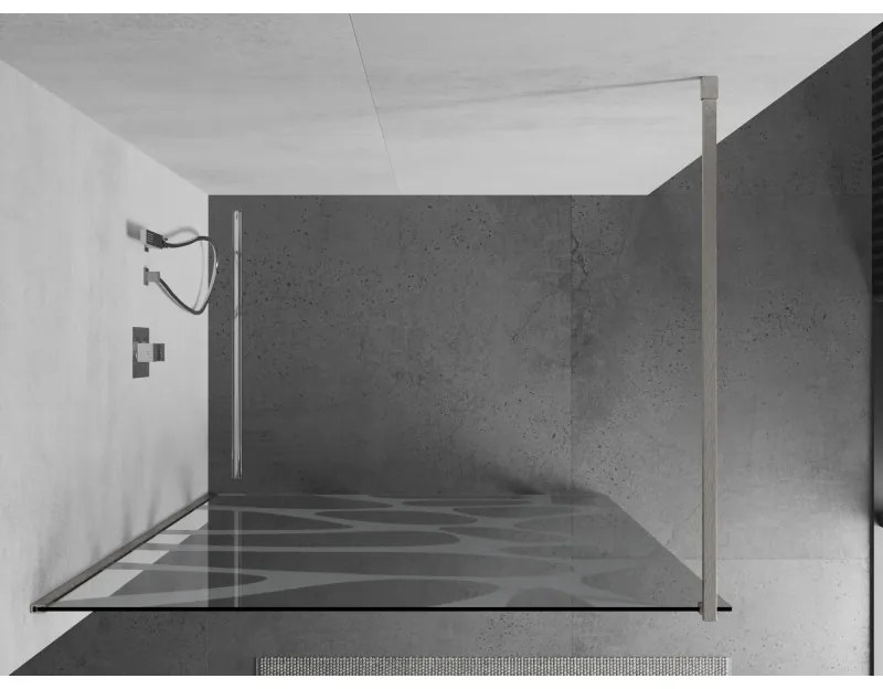 Mexen Kioto, sprchová zástena Walk-In 100 x 200 cm, 8mm číre sklo biely vzor, brúsená oceľ profil, 800-100-101-97-97