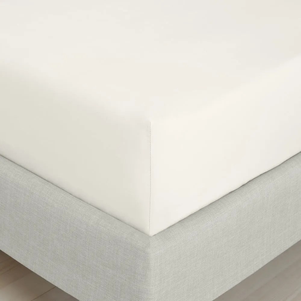 Krémovobiela napínacia plachta z bavlneného perkálu 185x200 cm Cotton Percale – Bianca