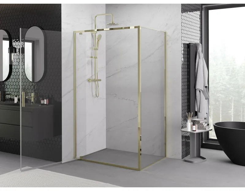 Mexen Exo, výklopný sprchový kút 85 x 95 cm, číre sklo, zlatá, 8181-085-095-50-00