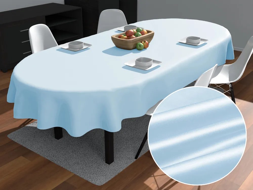 Biante Saténový oválny obrus polyesterový Satén LUX-062 Svetlo modrý 140x180 cm