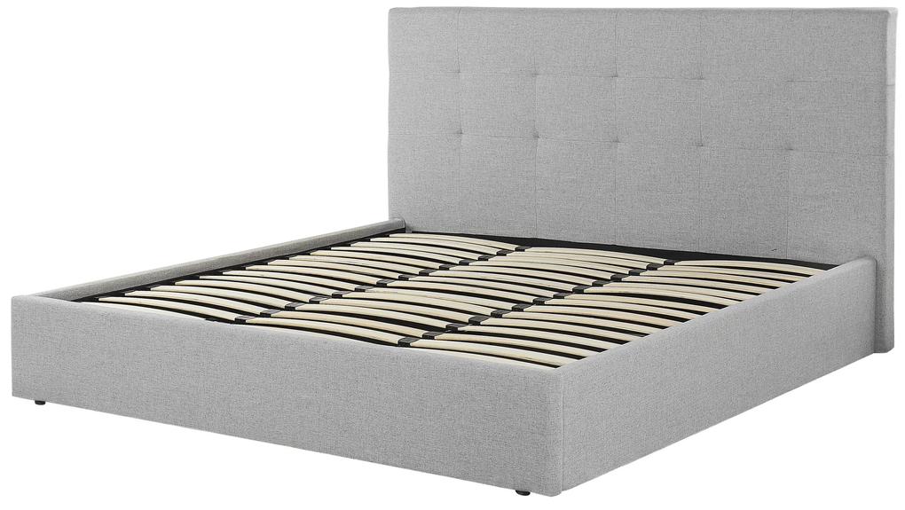 Čalúnená posteľ s úložným priestorom 180 x 200 cm sivá LORIENT Beliani