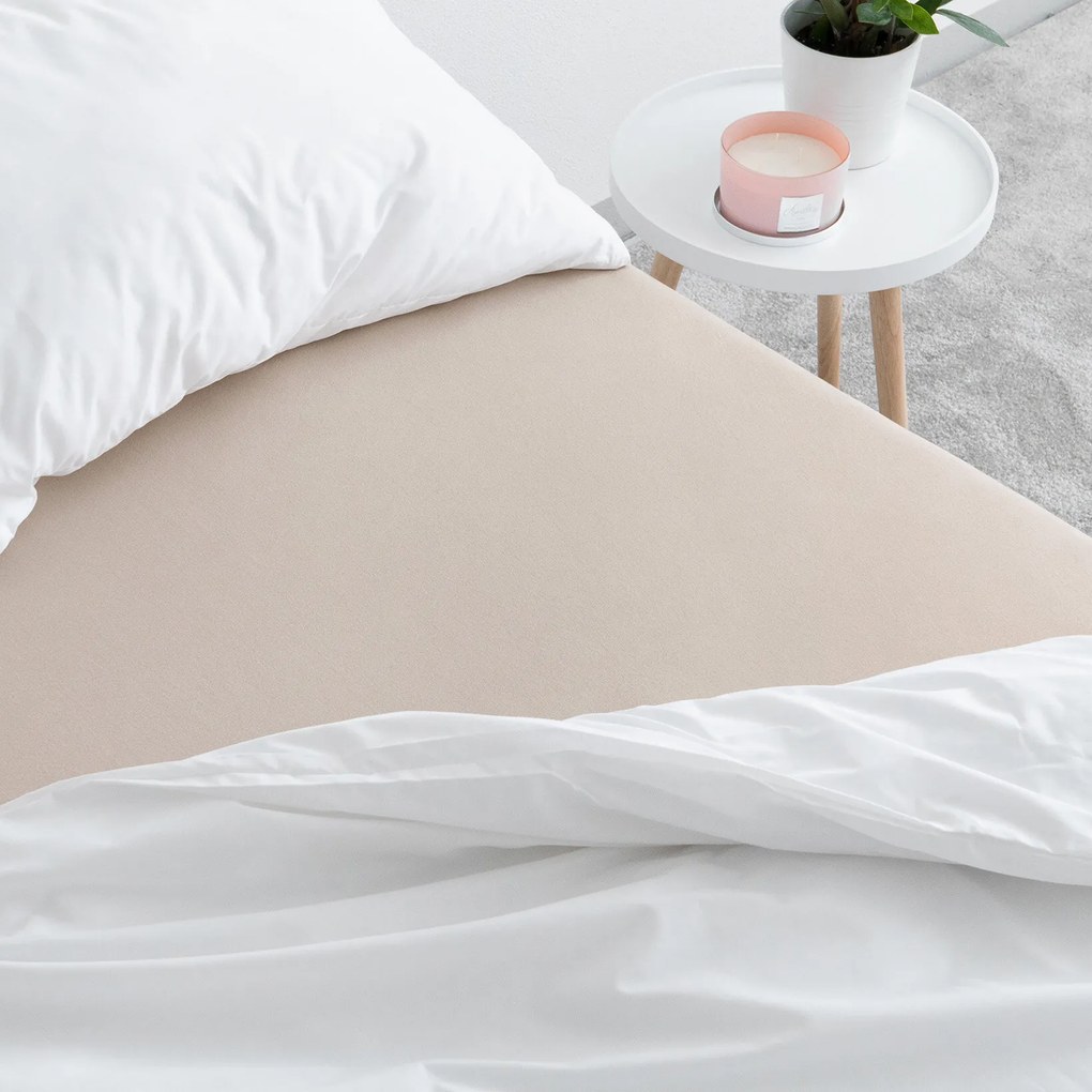 Goldea jersey elastická plachta - latte 180 x 200 cm