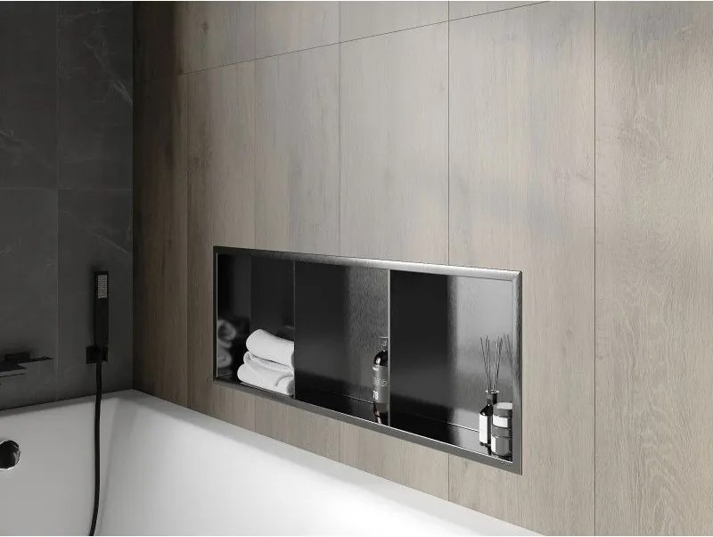 Mexen X-Wall-R, polica na zapustenie s prírubou 90 x 30 cm, grafitová matná - 19E0903010S