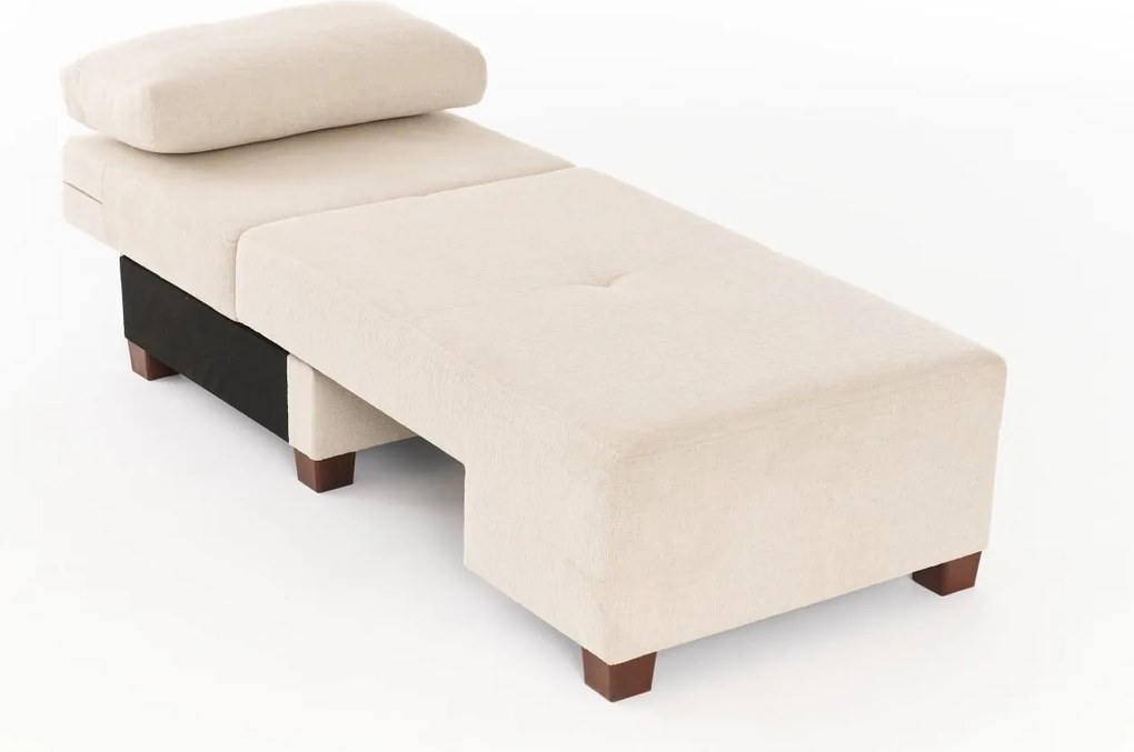 Rozkládací třímístná pohovka Perenna 233 cm krémová/ořech