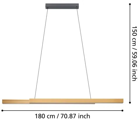 Eglo 390369 - LED Stmievateľný luster na lanku MONTEBUONO LED/21W/230V 3000K hnedá