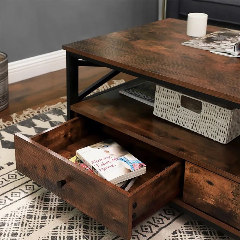 Konferenční stolek Houseland Rustic hnedý/čierny
