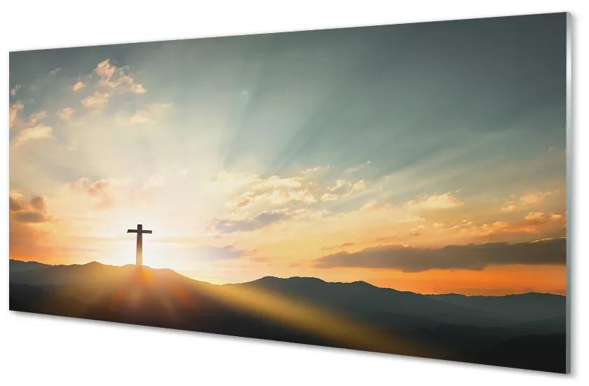 Sklenený obraz Cross sun top 125x50 cm