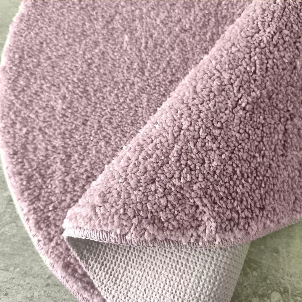 DY Okrúhly ružový shaggy koberec Kamel Rozmer: 80 cm