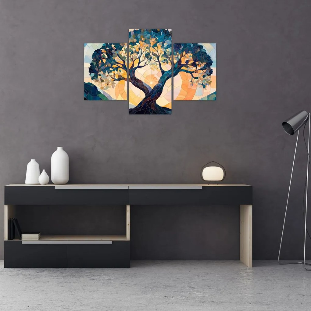 Obraz – Mozaika – slnko a strom II. (90x60 cm)
