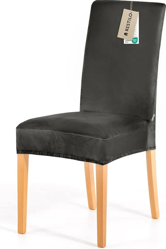 Restilo Napínací poťah na stoličku Sento tmavosivá, 48 x 48 x 58 + 10 cm, súprava 4 ks