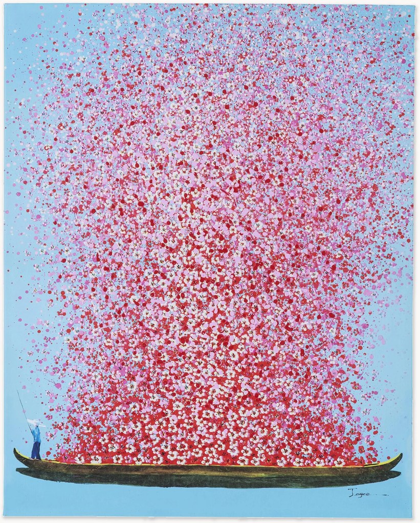 Ručne maľovaná nástenná dekorácia Flower Boat