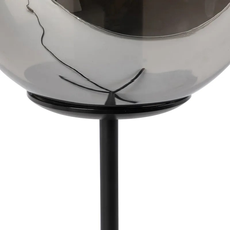 Stolná lampa v štýle Art Deco čierna s dymovým sklom 45,5 cm - Pallon