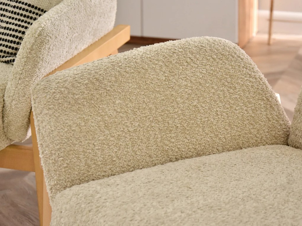 Relaxačné kreslo Laopas (béžová + dub). Akcia -20%. Vlastná spoľahlivá doprava až k Vám domov. 1135855
