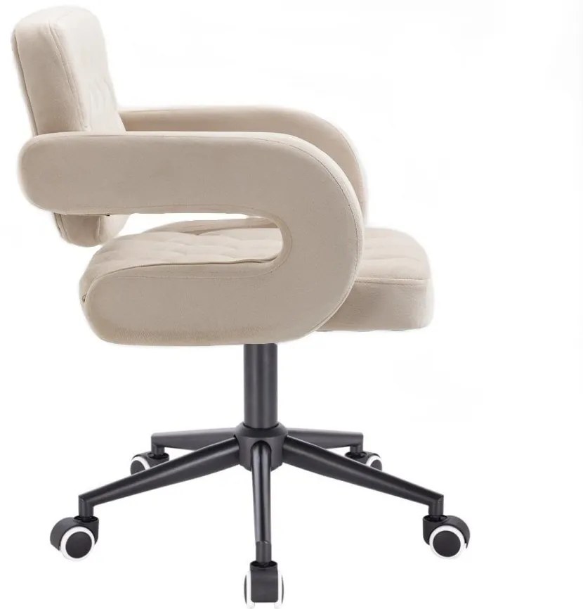 LuxuryForm DESIGN Kreslo ADRIA VELUR na čiernej podstave s kolieskami - krémové