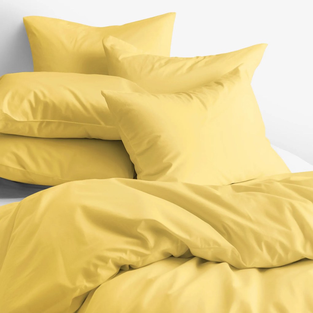 Goldea bavlnené posteľné obliečky - žlté 200 x 200 a 2ks 70 x 90 cm