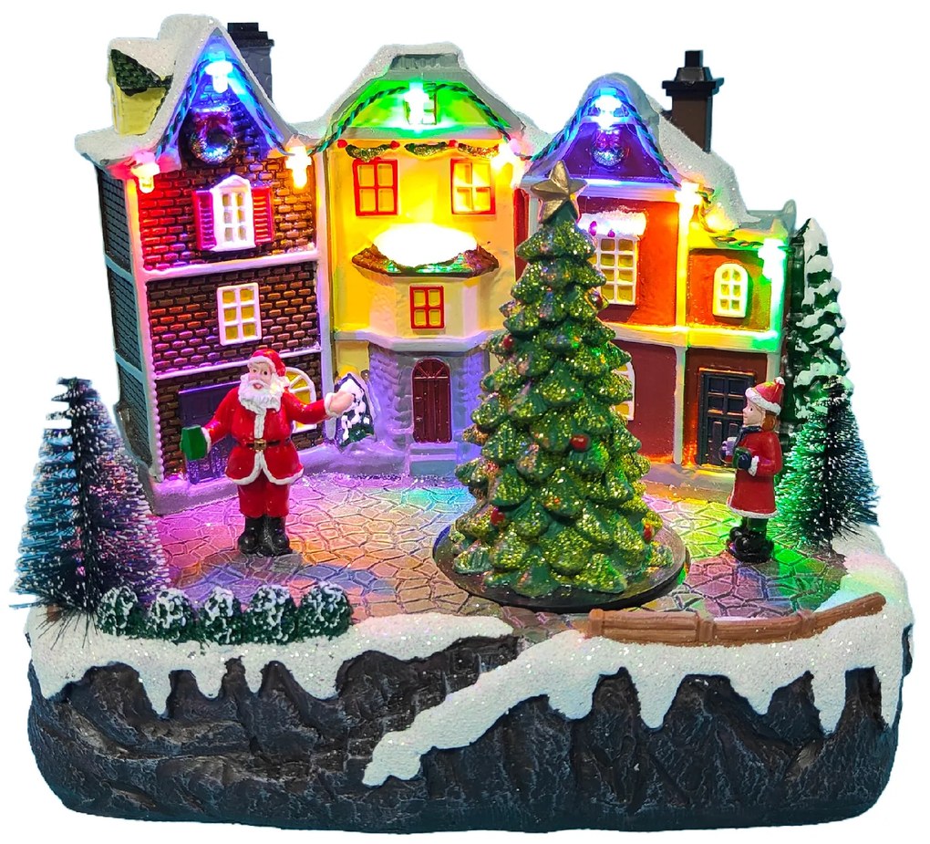 Vianočná dedinka s osvetlením a melódiou - dedinka BestBerg BBXS-920 / 20 x 15 x 17,2 cm