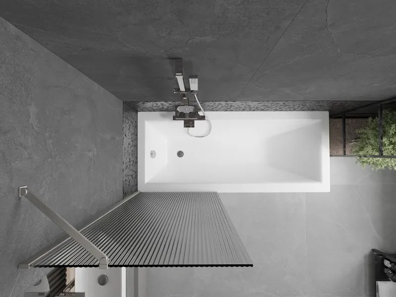 Mexen Next, 1-krídlová vaňová zástena 70 x 150 cm, 6mm sklo Ribs, oceľová, 895-070-000-00-09-97
