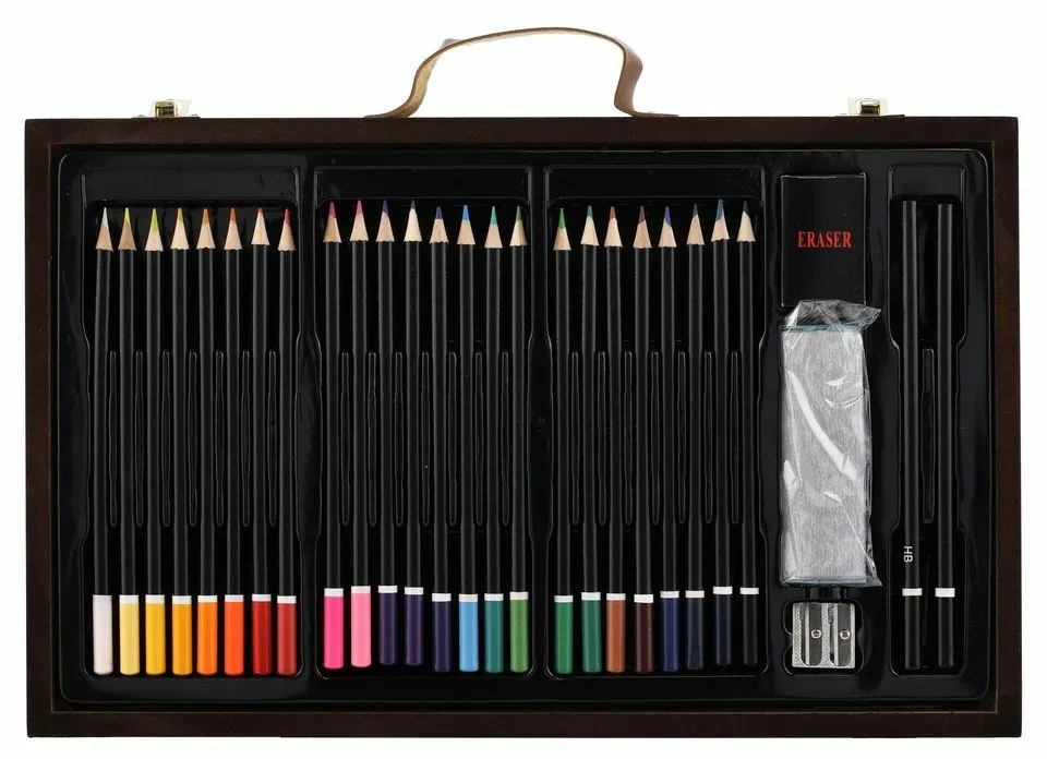 Sada na maľovanie - Art box kreatívna sada 79ks v drevenom kufríku vo fólii 37x23x5cm