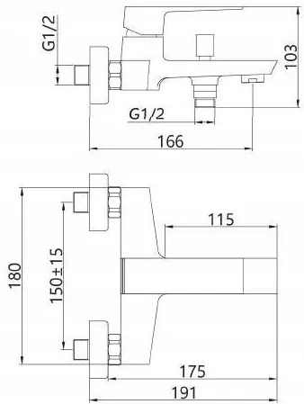 Invena Paros, nástenná vaňová batéria, chrómová, BW-09-001-A