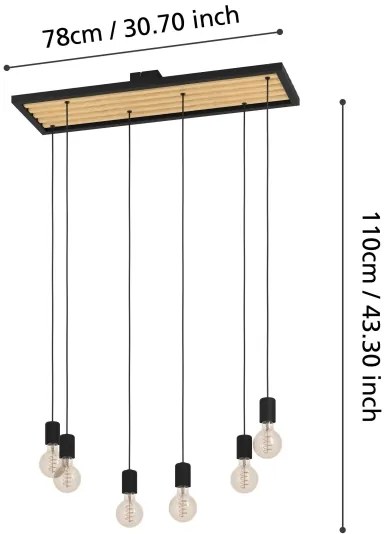 Eglo 43725 - Luster na lanku CONSETT 6xE27/40W/230V