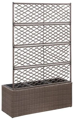 vidaXL Kvetináč s mriežkou, 3 nádoby 83x30x130 cm, polyratan, hnedý-
