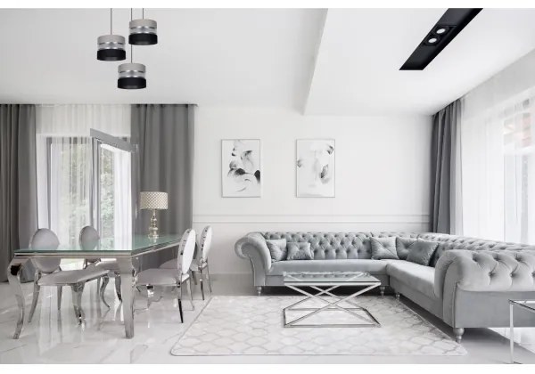 Luster na lanku CORAL 3xE27/60W/230V čierna/šedá/chróm pr. 45 cm